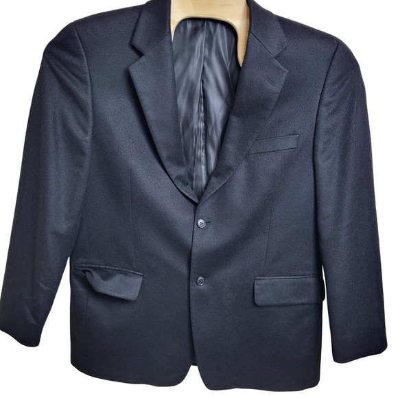 Tasso‎ Elba Macy's Men's 42R Black 100% Cashmere Blazer Jacket 2 Button 1 vent